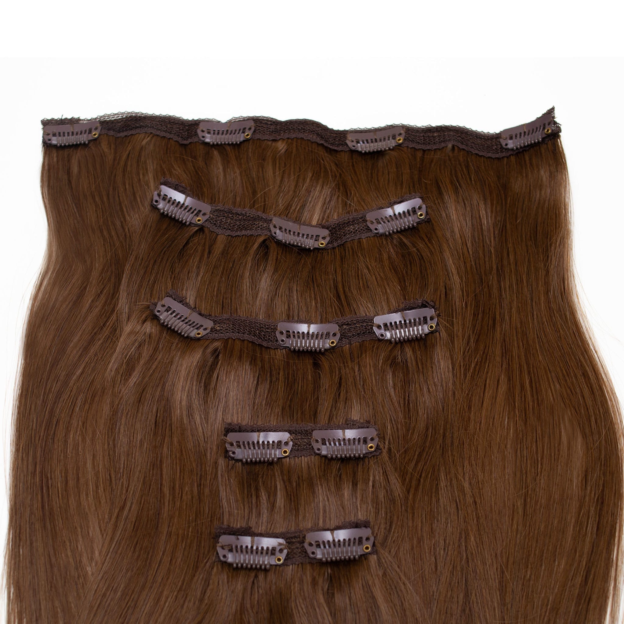 Mocha Human Hair Extensions Clip in 5 Piece – Seamless1